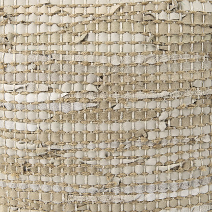 Mercana Aalia Neutral Tones Leather Pouf