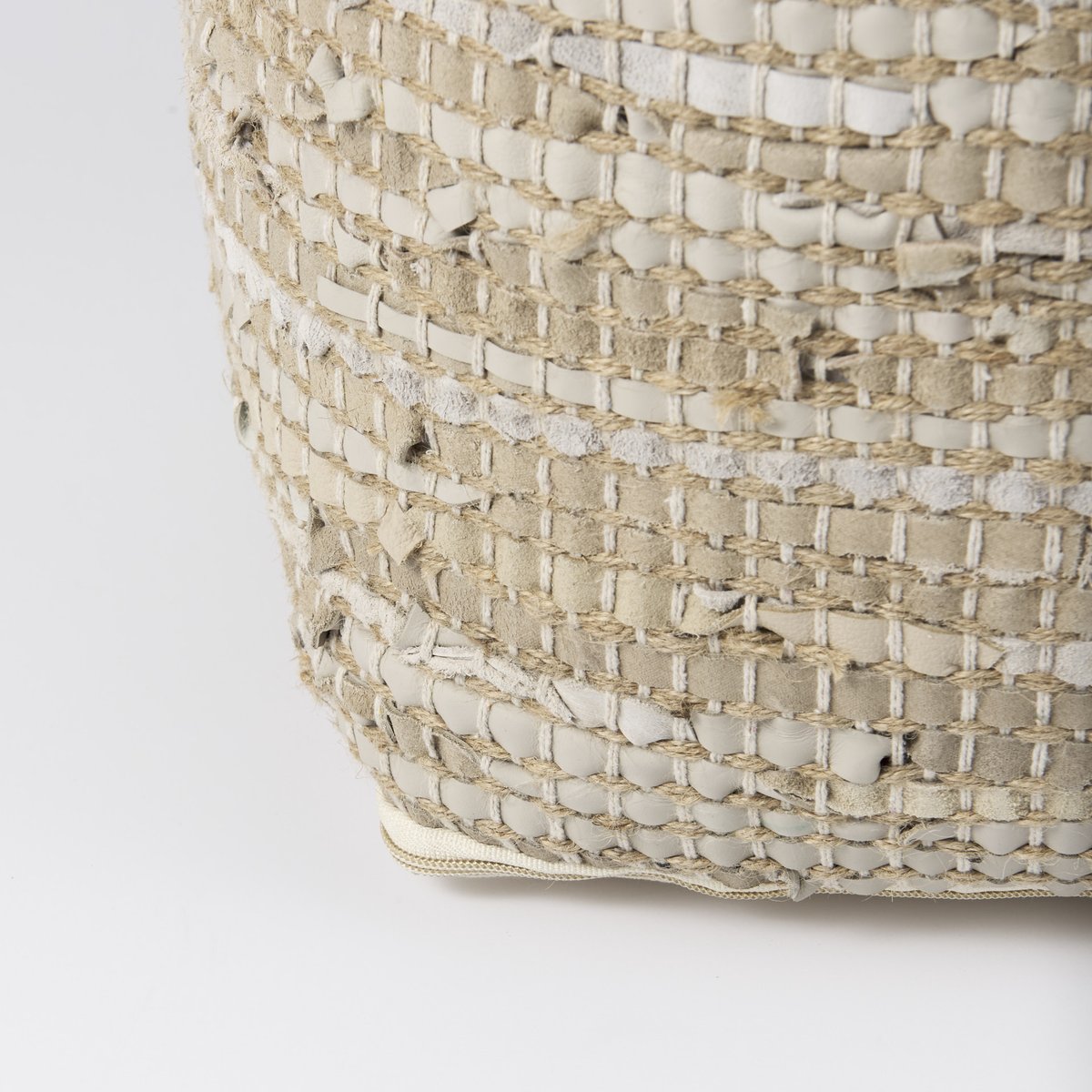 Mercana Aalia Neutral Tones Leather Pouf