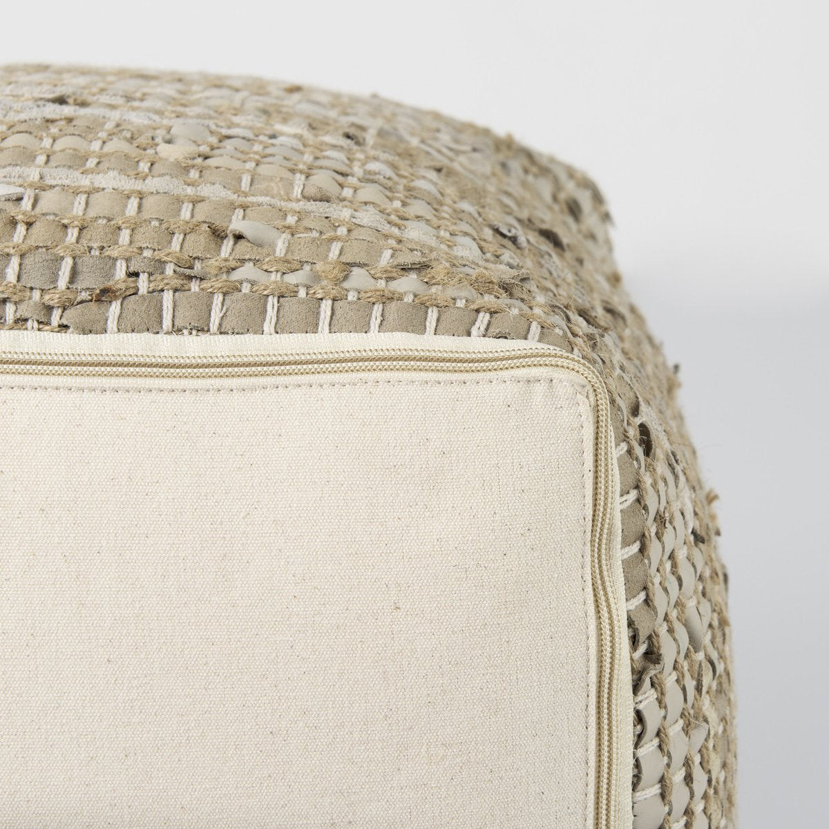 Mercana Aalia Neutral Tones Leather Pouf