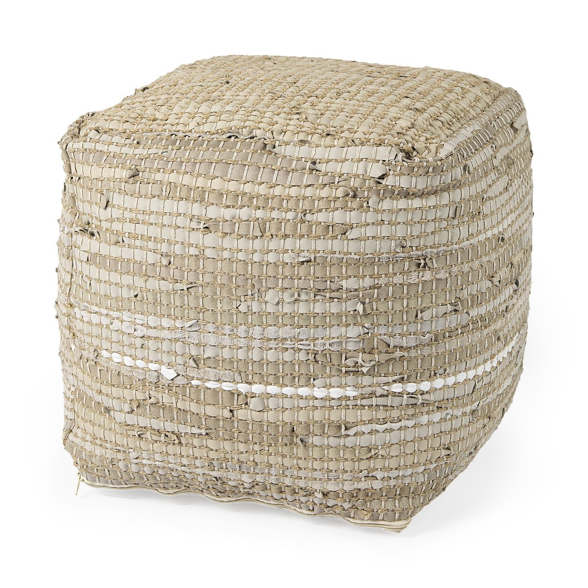 Mercana Aalia Neutral Tones Leather Pouf