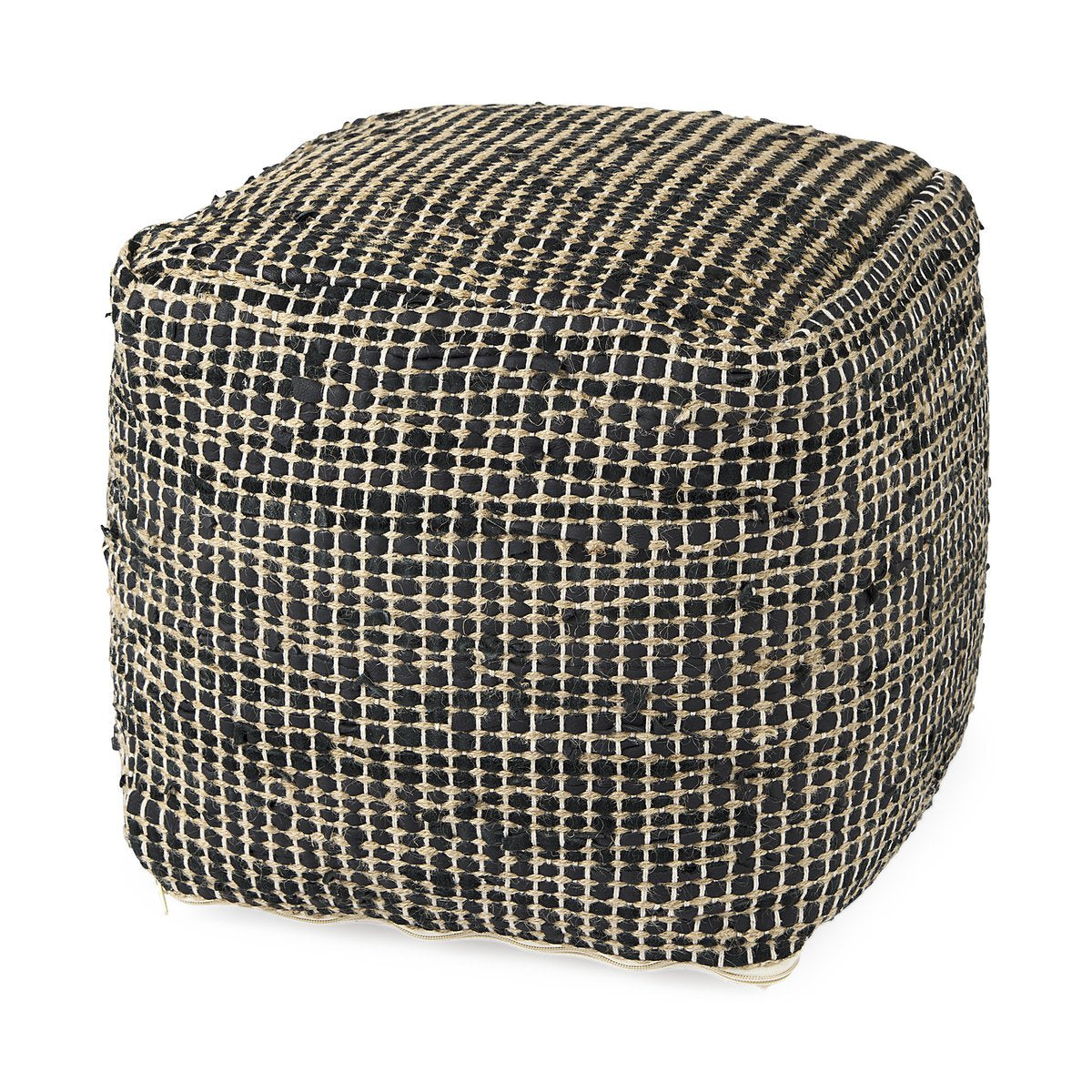 Mercana Aalia Neutral Tones Leather Pouf