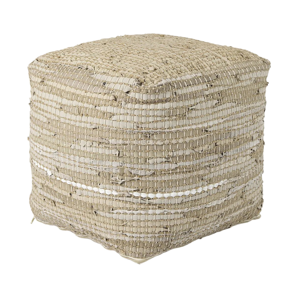 Mercana Aalia Neutral Tones Leather Pouf