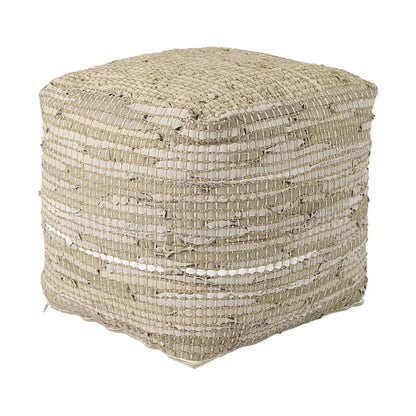 Mercana Aalia Neutral Tones Leather Pouf