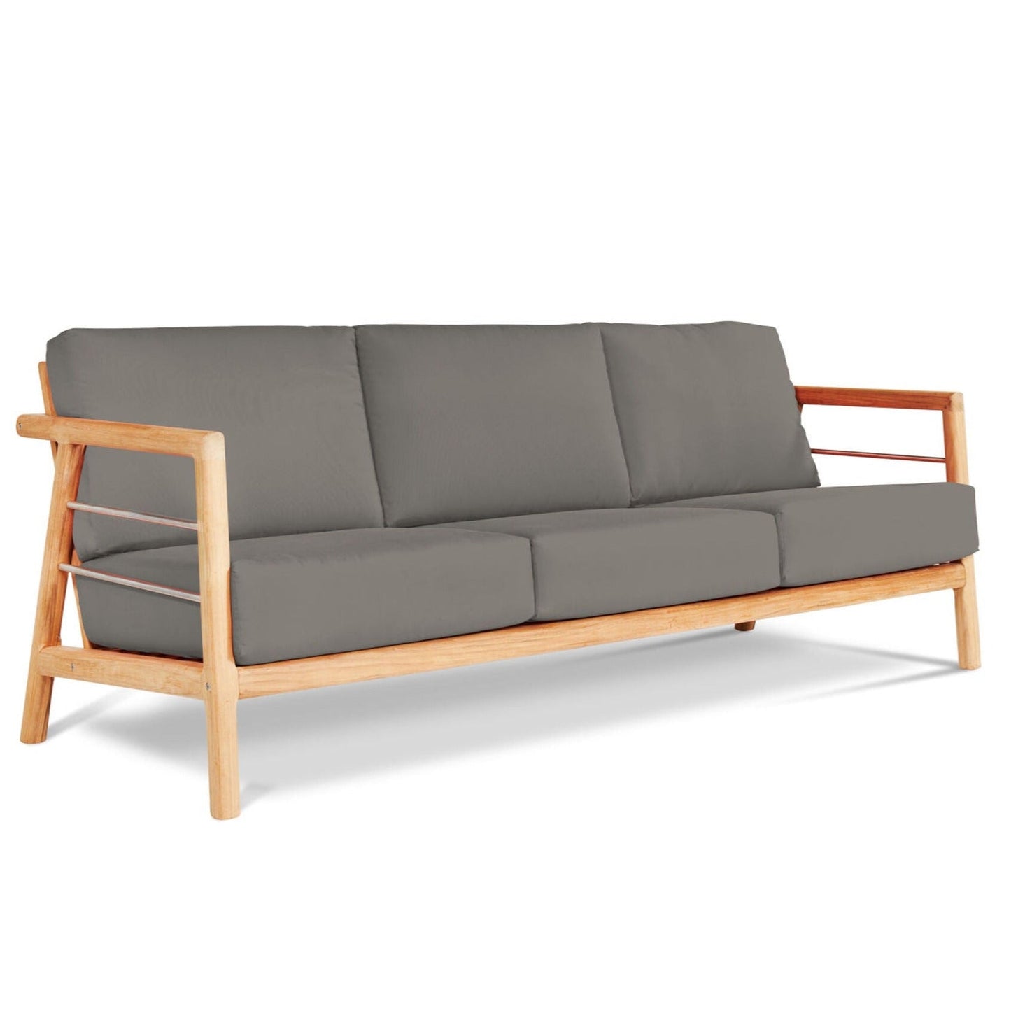 Aalto 86-inch Teak Deep Seating Outdoor Sofa with Sunbrella Cushion-Outdoor Sofas & Loveseats-HiTeak-Charcoal-Sideboards and Things