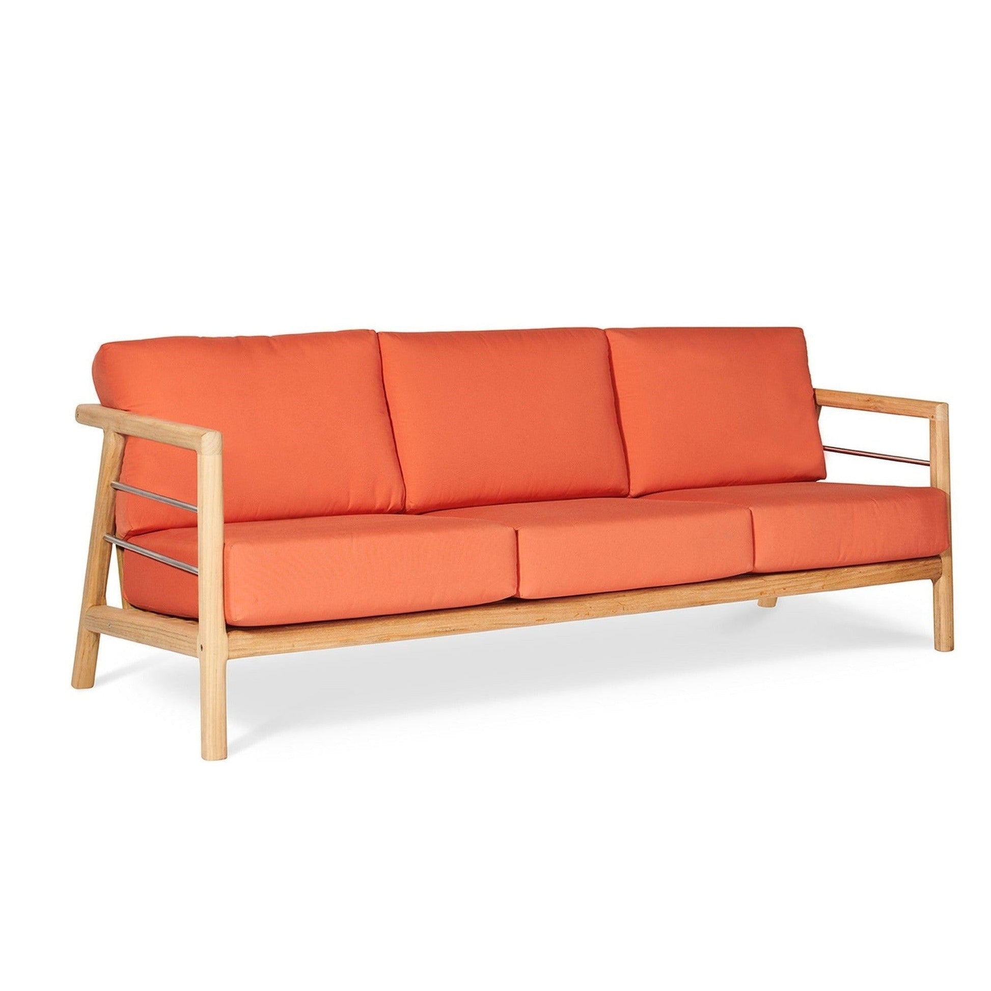 Aalto 86-inch Teak Deep Seating Outdoor Sofa with Sunbrella Cushion-Outdoor Sofas & Loveseats-HiTeak-Melon-Sideboards and Things