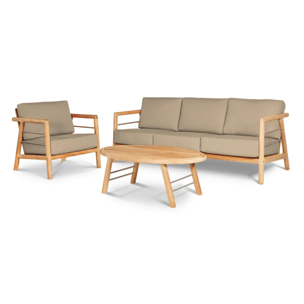 Aalto Teak Patio Deep Sofa Set with Sunbrella 4PC - LOOMLAN - HiTeak - Outdoor Sofas & Loveseats