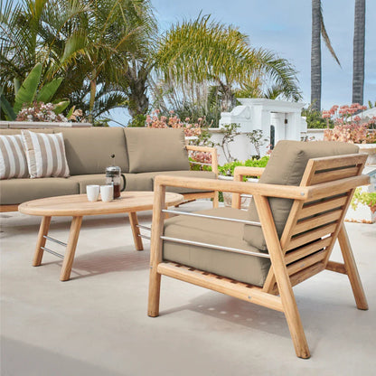 Aalto Teak Patio Deep Sofa Set with Sunbrella 4PC - LOOMLAN - HiTeak - Outdoor Sofas & Loveseats