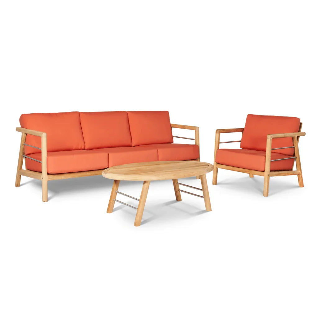 Aalto Teak Patio Deep Sofa Set with Sunbrella 4PC - LOOMLAN - HiTeak - Outdoor Sofas & Loveseats