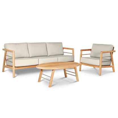 Aalto Teak Patio Deep Sofa Set with Sunbrella 4PC - LOOMLAN - HiTeak - Outdoor Sofas & Loveseats
