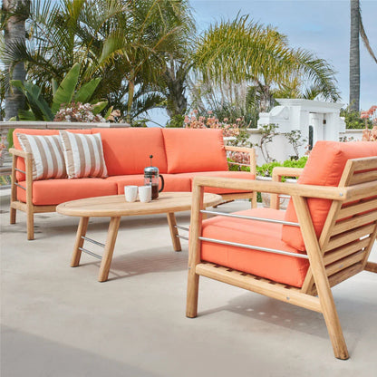 Aalto Teak Patio Deep Sofa Set with Sunbrella 4PC - LOOMLAN - HiTeak - Outdoor Sofas & Loveseats