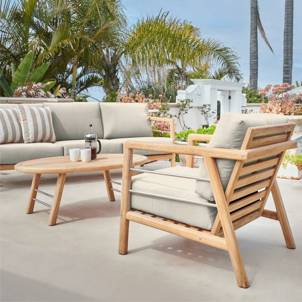 Aalto Teak Patio Deep Sofa Set with Sunbrella 4PC - LOOMLAN - HiTeak - Outdoor Sofas & Loveseats