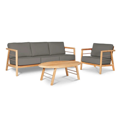 Aalto Teak Patio Deep Sofa Set with Sunbrella 4PC - LOOMLAN - HiTeak - Outdoor Sofas & Loveseats