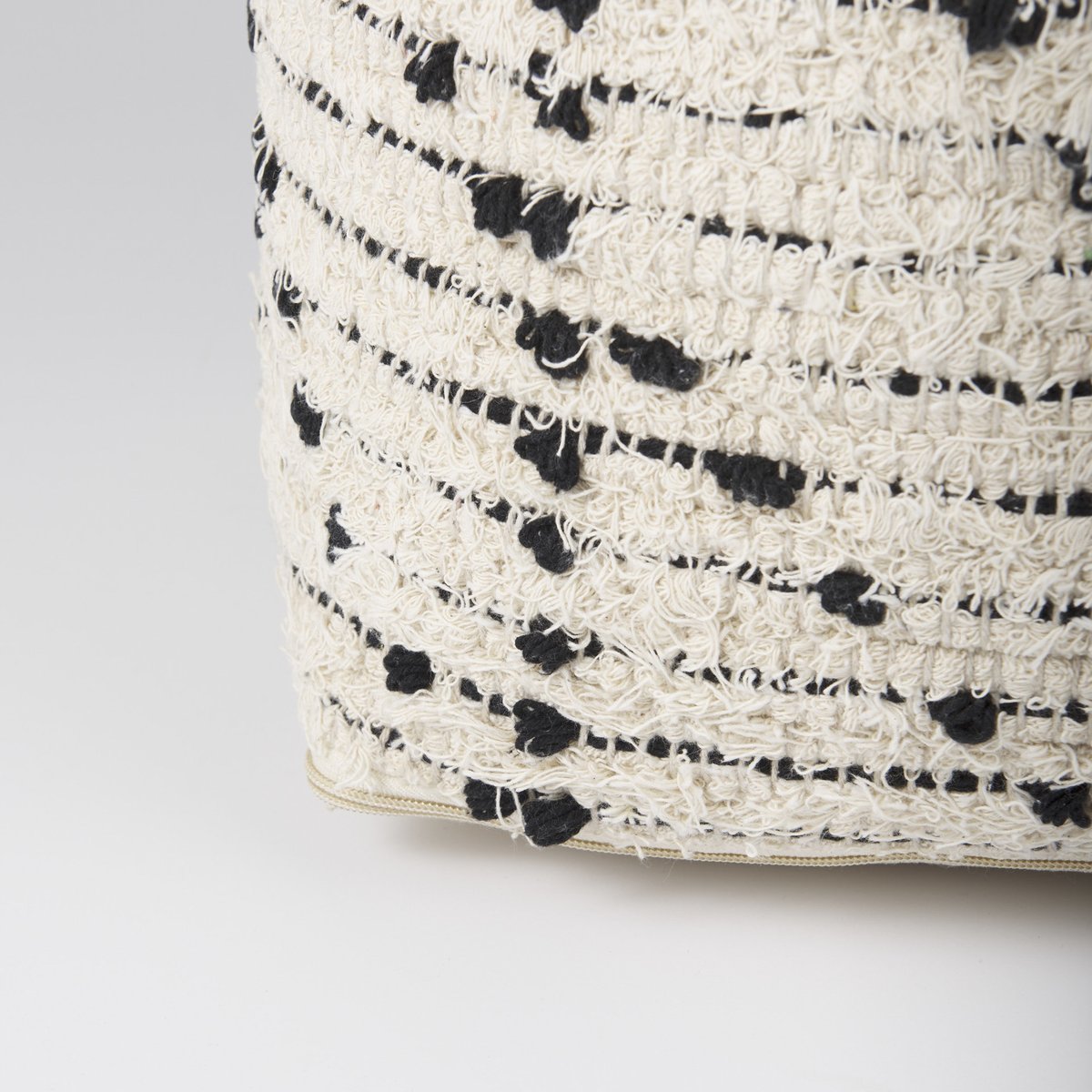 Mercana Aarohi Cream Cotton Patterned Pouf
