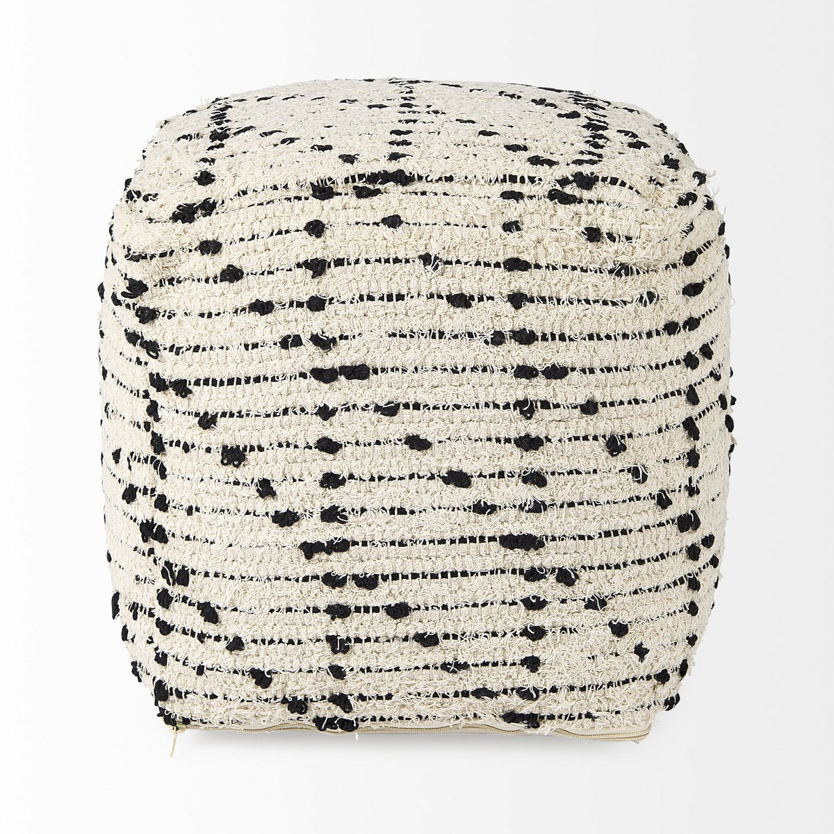 Mercana Aarohi Cream Cotton Patterned Pouf