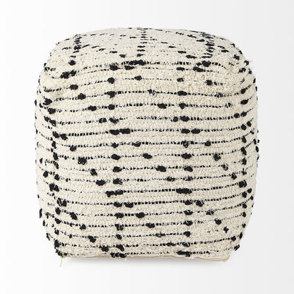 Mercana Aarohi Cream Cotton Patterned Pouf