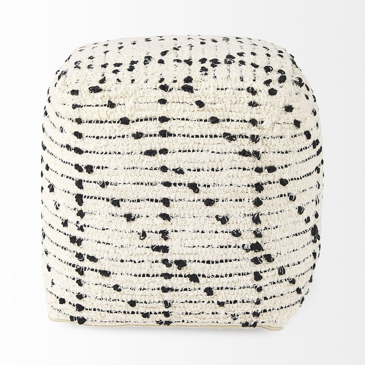 Mercana Aarohi Cream Cotton Patterned Pouf