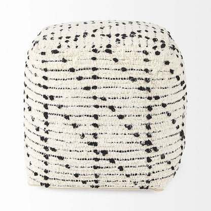 Mercana Aarohi Cream Cotton Patterned Pouf