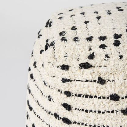 Mercana Aarohi Cream Cotton Patterned Pouf