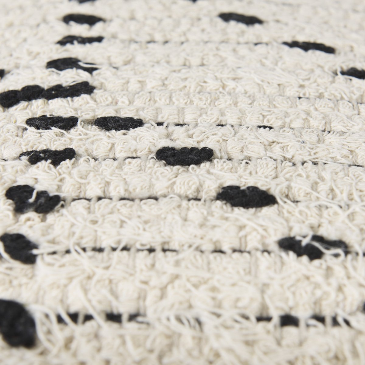 Mercana Aarohi Cream Cotton Patterned Pouf