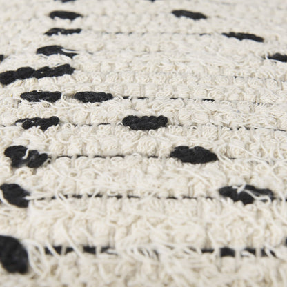 Mercana Aarohi Cream Cotton Patterned Pouf