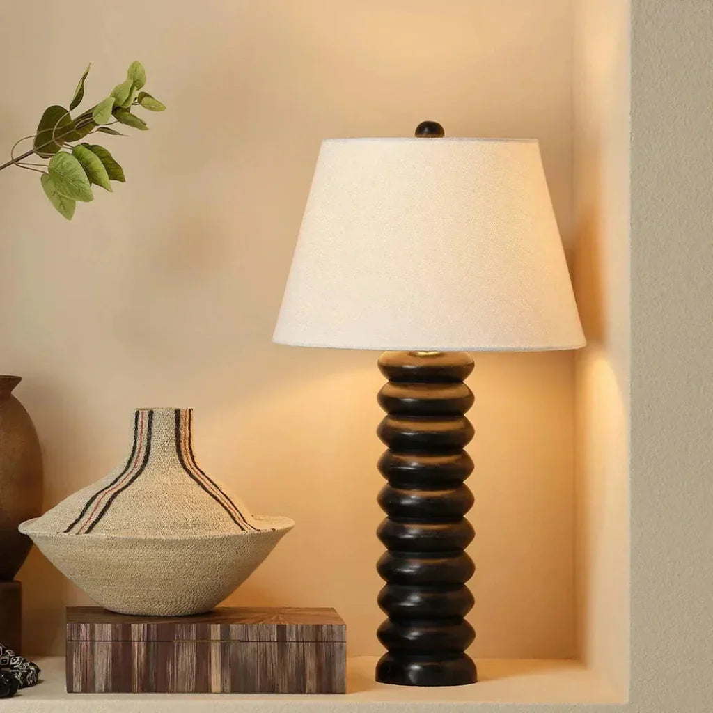 Abacus Hand-Carved Wooden Table Lamp