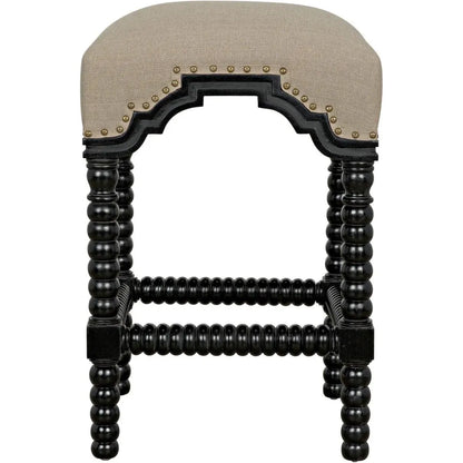 Noir Abacus Wood Black Counter Stool