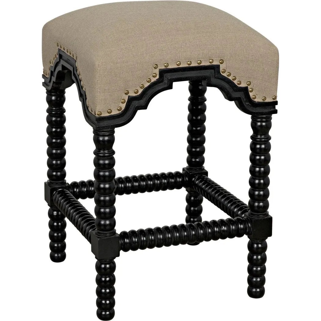 Noir Abacus Wood Black Counter Stool