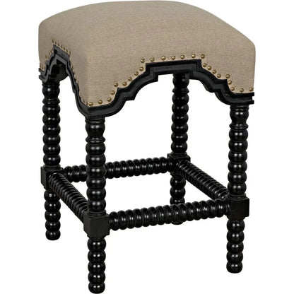 Noir Abacus Wood Black Counter Stool