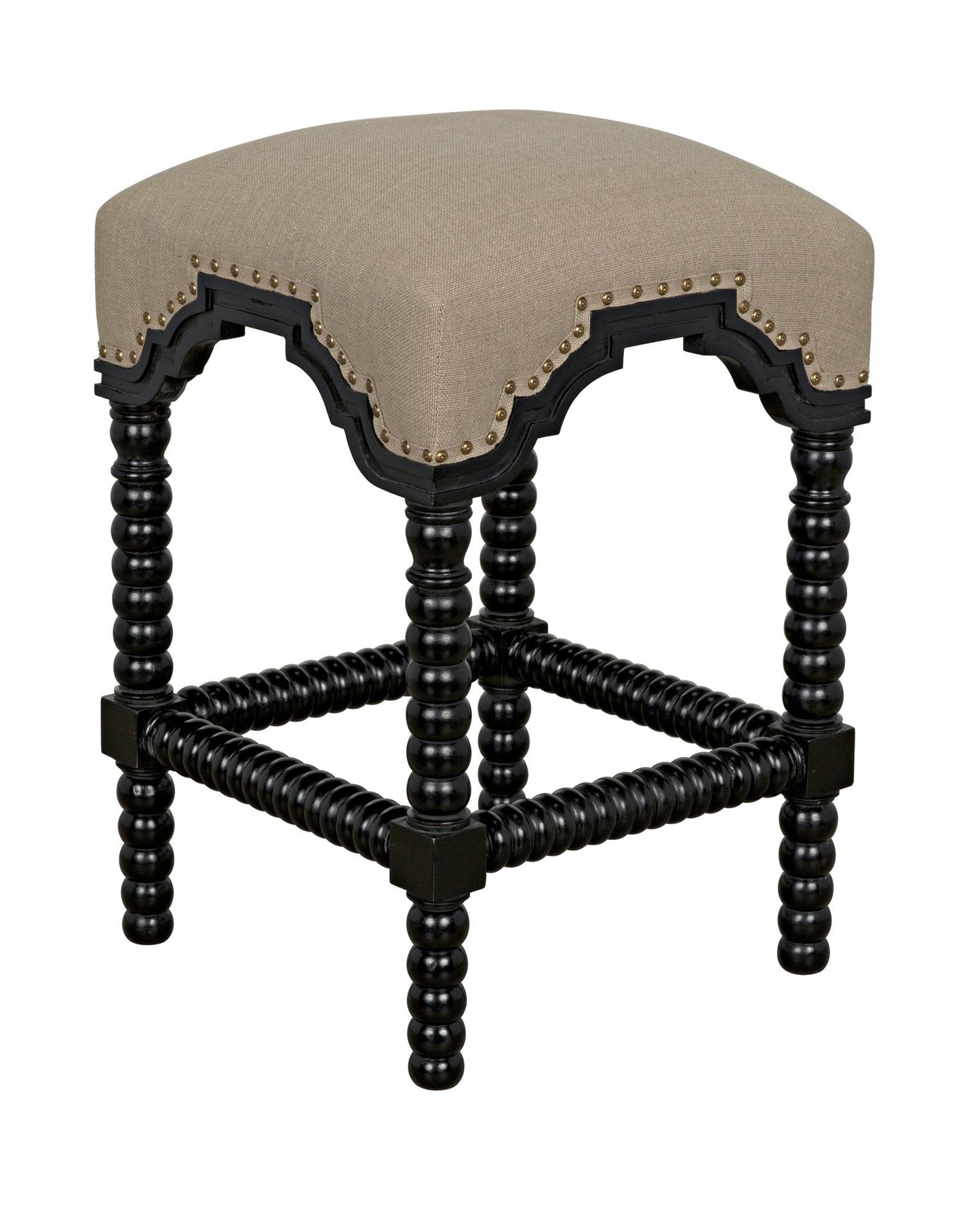 Abacus Wood Black Counter Stool-Counter Stools-Noir-Sideboards and Things