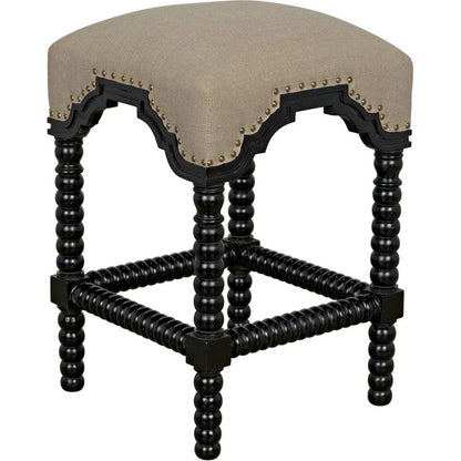 Noir Abacus Wood Black Counter Stool