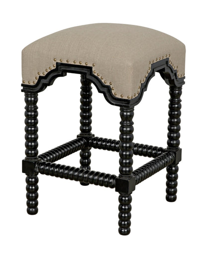 Abacus Wood Black Counter Stool-Counter Stools-Noir-Sideboards and Things