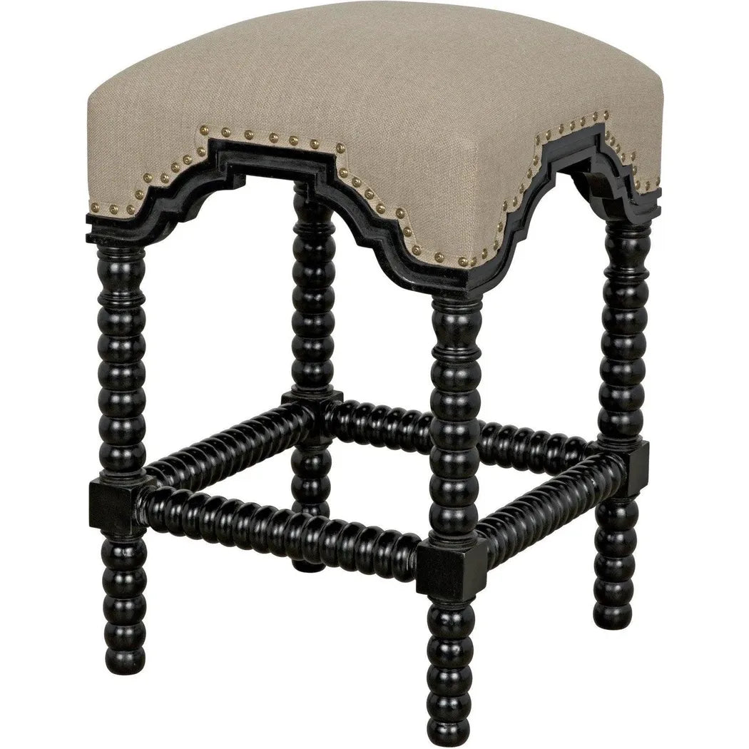 Noir Abacus Wood Black Counter Stool