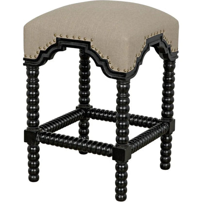 Noir Abacus Wood Black Counter Stool