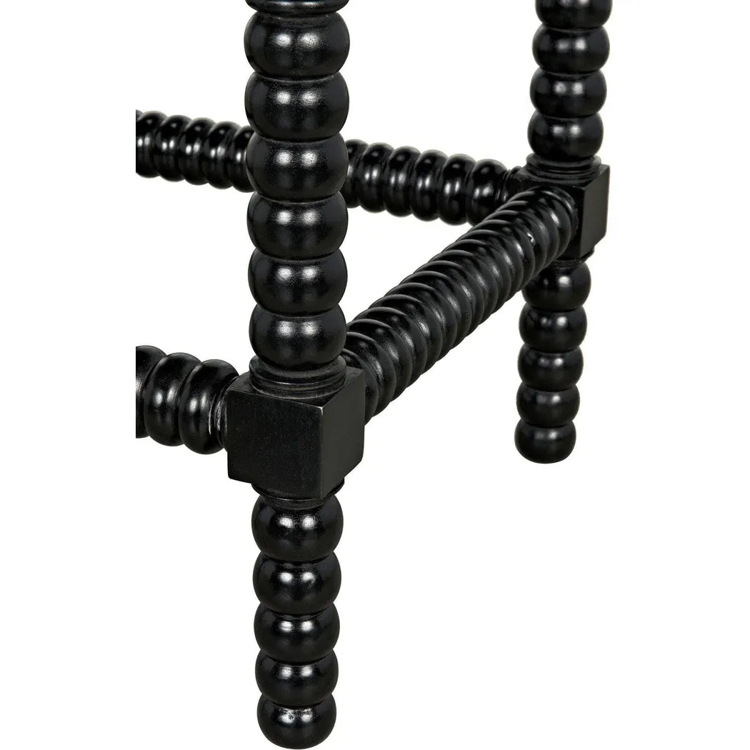 Noir Abacus Wood Black Counter Stool