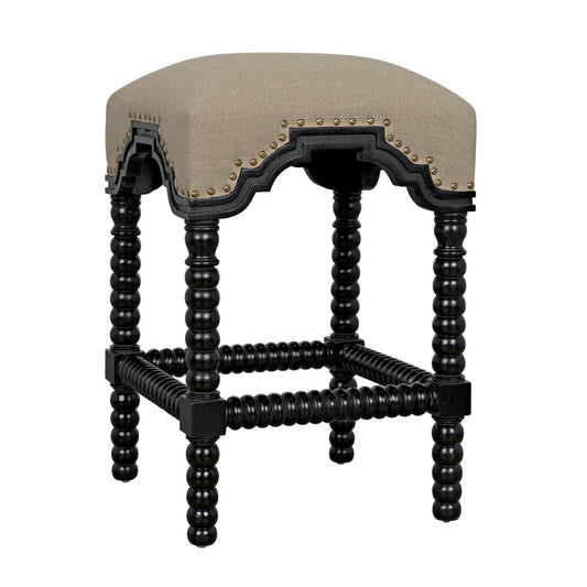 Abacus Wood Black Counter Stool-Counter Stools-Noir-Sideboards and Things