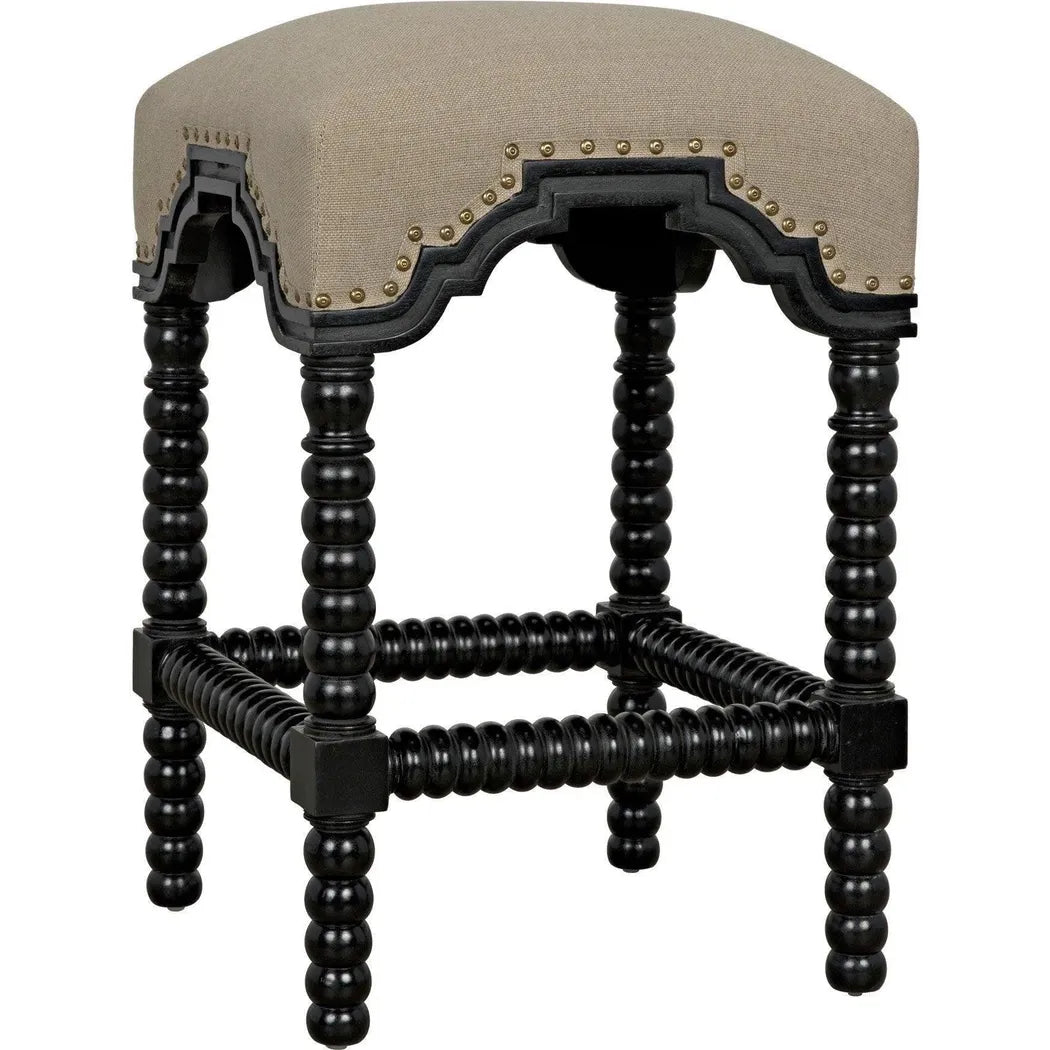 Noir Abacus Wood Black Counter Stool