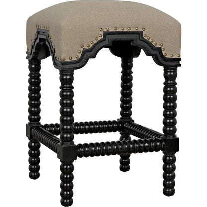Noir Abacus Wood Black Counter Stool