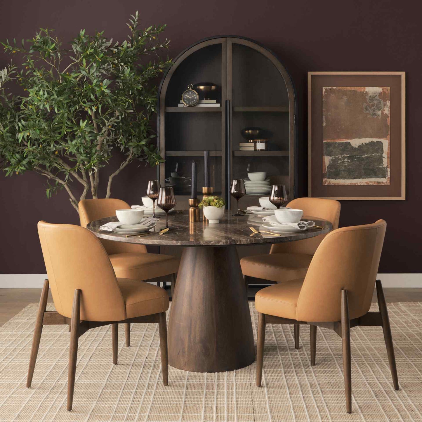 Mercana Abbie Leather Armless Dining Chair 2PC
