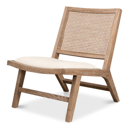 Abella Chair Whitewash Wood Cotton-Accent Chairs-Sarreid-LOOMLAN