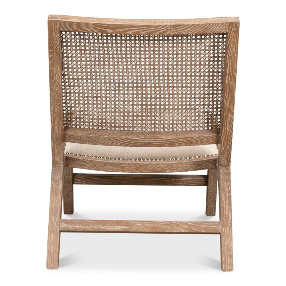 Abella Chair Whitewash Wood Cotton-Accent Chairs-Sarreid-LOOMLAN