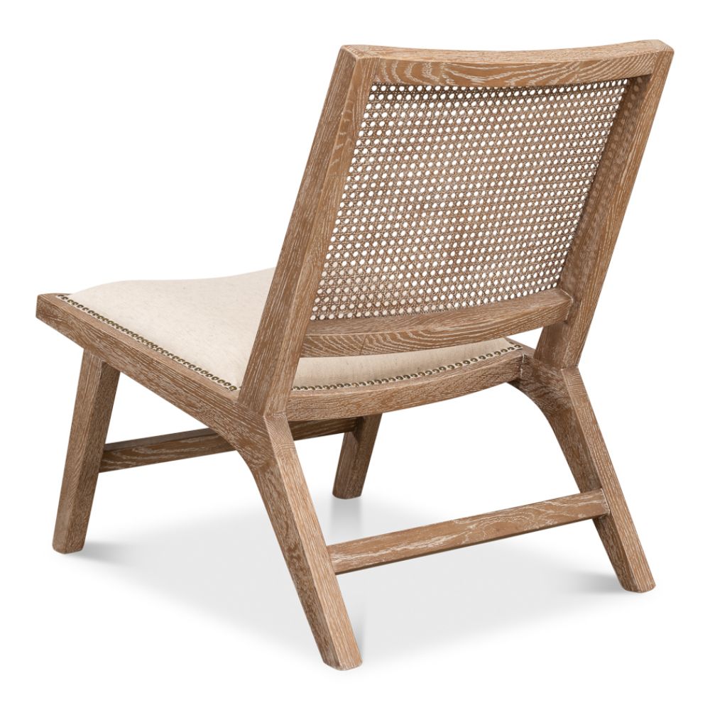 Abella Chair Whitewash Wood Cotton-Accent Chairs-Sarreid-LOOMLAN