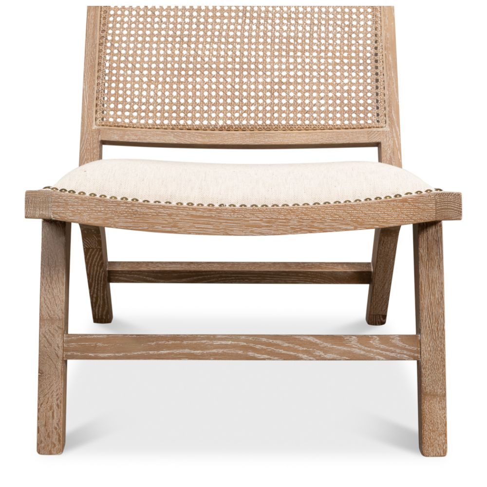 Abella Chair Whitewash Wood Cotton-Accent Chairs-Sarreid-LOOMLAN