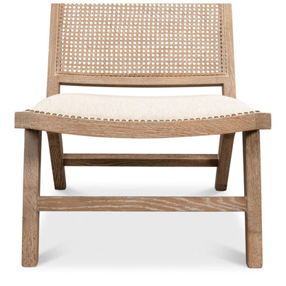 Abella Chair Whitewash Wood Cotton-Accent Chairs-Sarreid-LOOMLAN