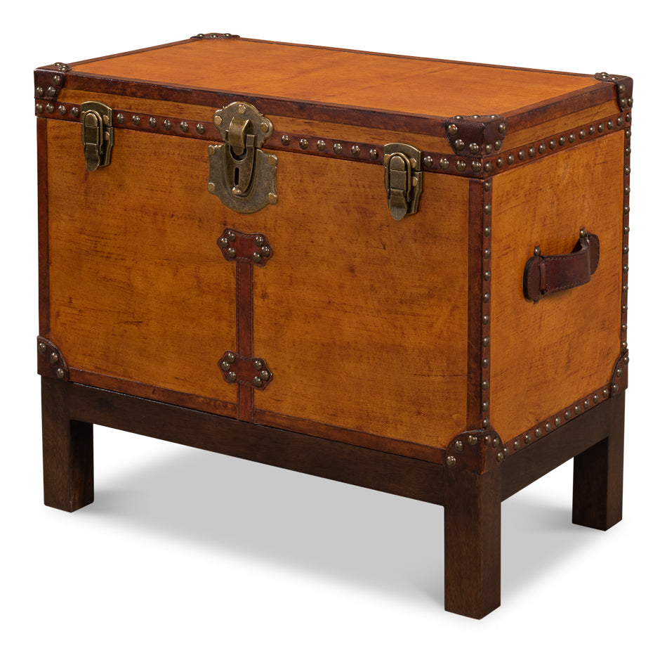 Abilene Side Table Leather Box With Stand-Side Tables-Sarreid-LOOMLAN