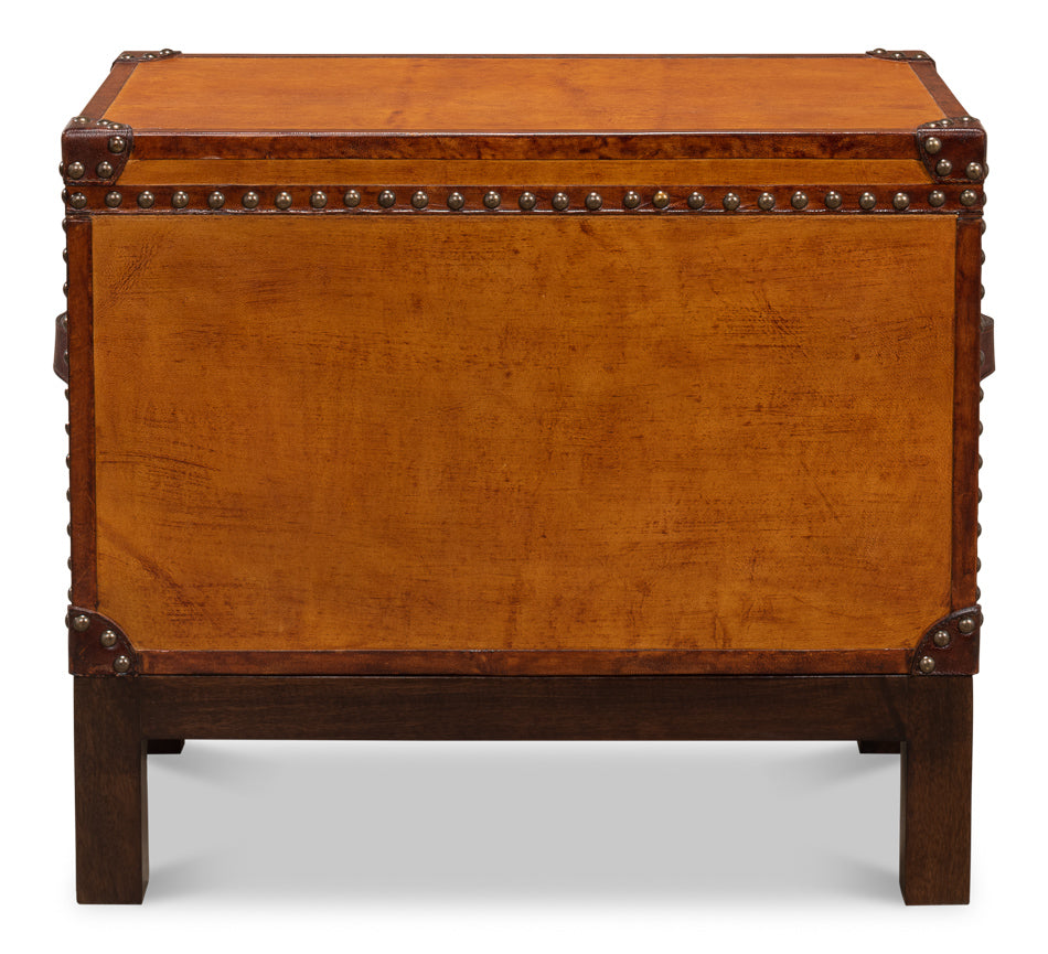 Abilene Side Table Leather Box With Stand-Side Tables-Sarreid-LOOMLAN