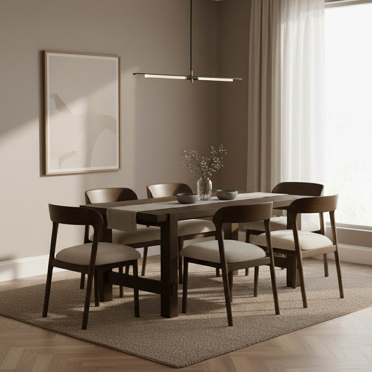 LH Home Abstract Wooden Rectangular Dining Table