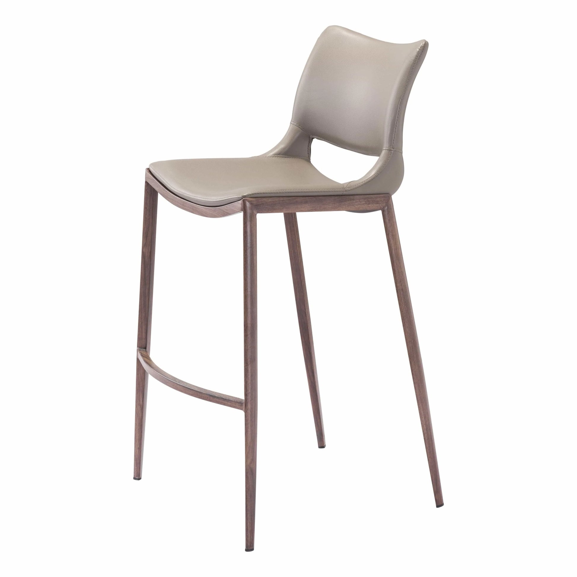 Ace Bar Chair (Set of 2) Gray & Walnut Bar Stools LOOMLAN By Zuo Modern