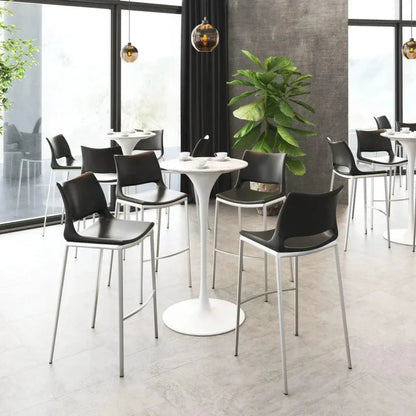 Zuo Modern Ace Black & Silver Bar Chair (Set of 2)