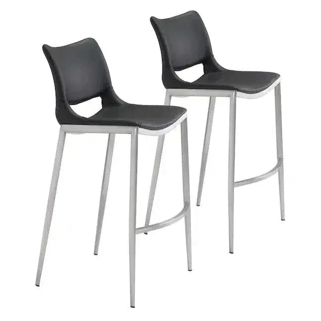 Zuo Modern Ace Black & Silver Bar Chair (Set of 2)