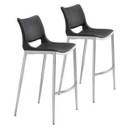 Zuo Modern Ace Black & Silver Bar Chair (Set of 2)